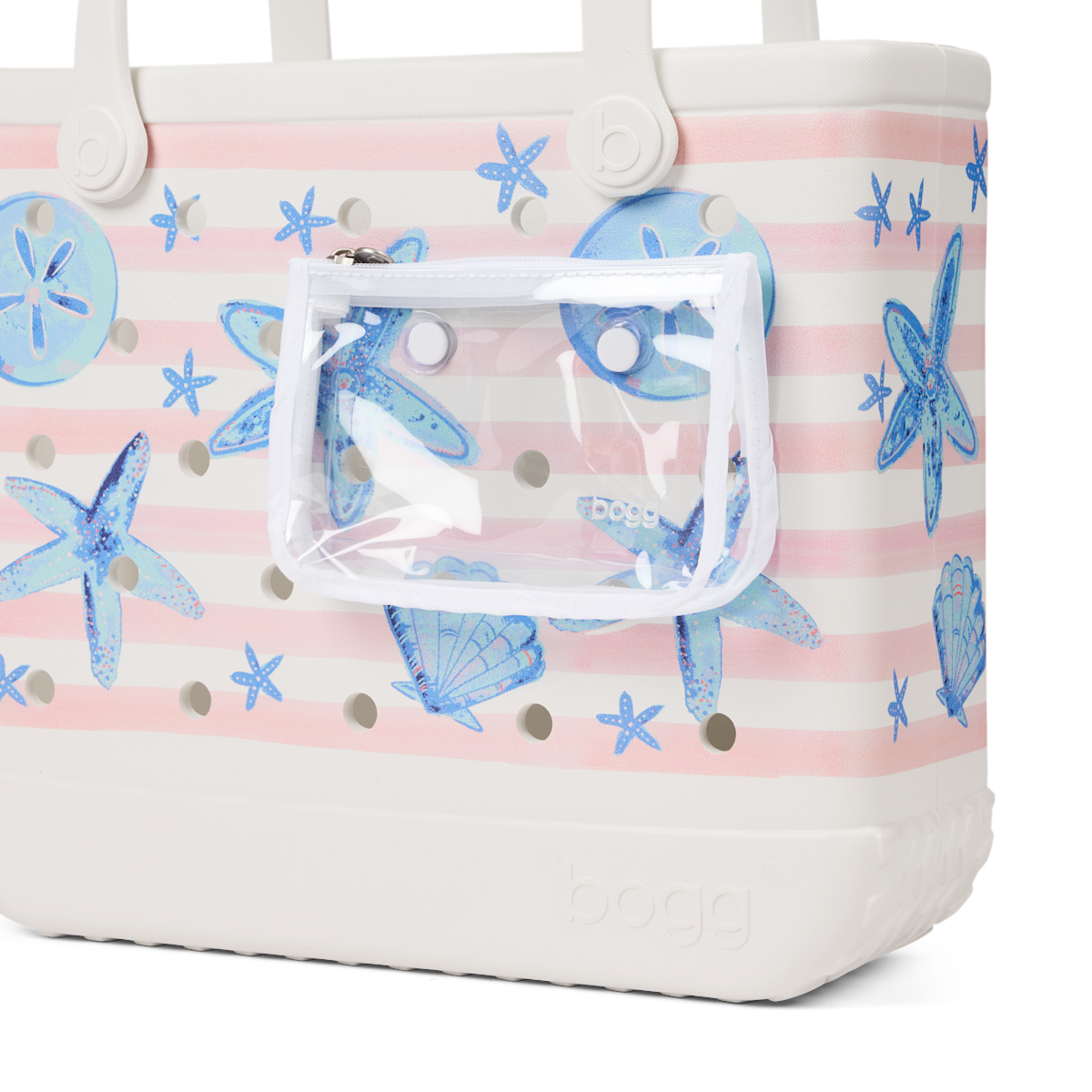 Baby Bogg Bag - Pink Stripes & Blue Shells
