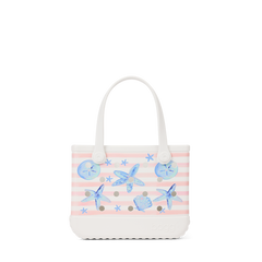 Bitty Bogg Bag - Pink Stripes & Blue Shells