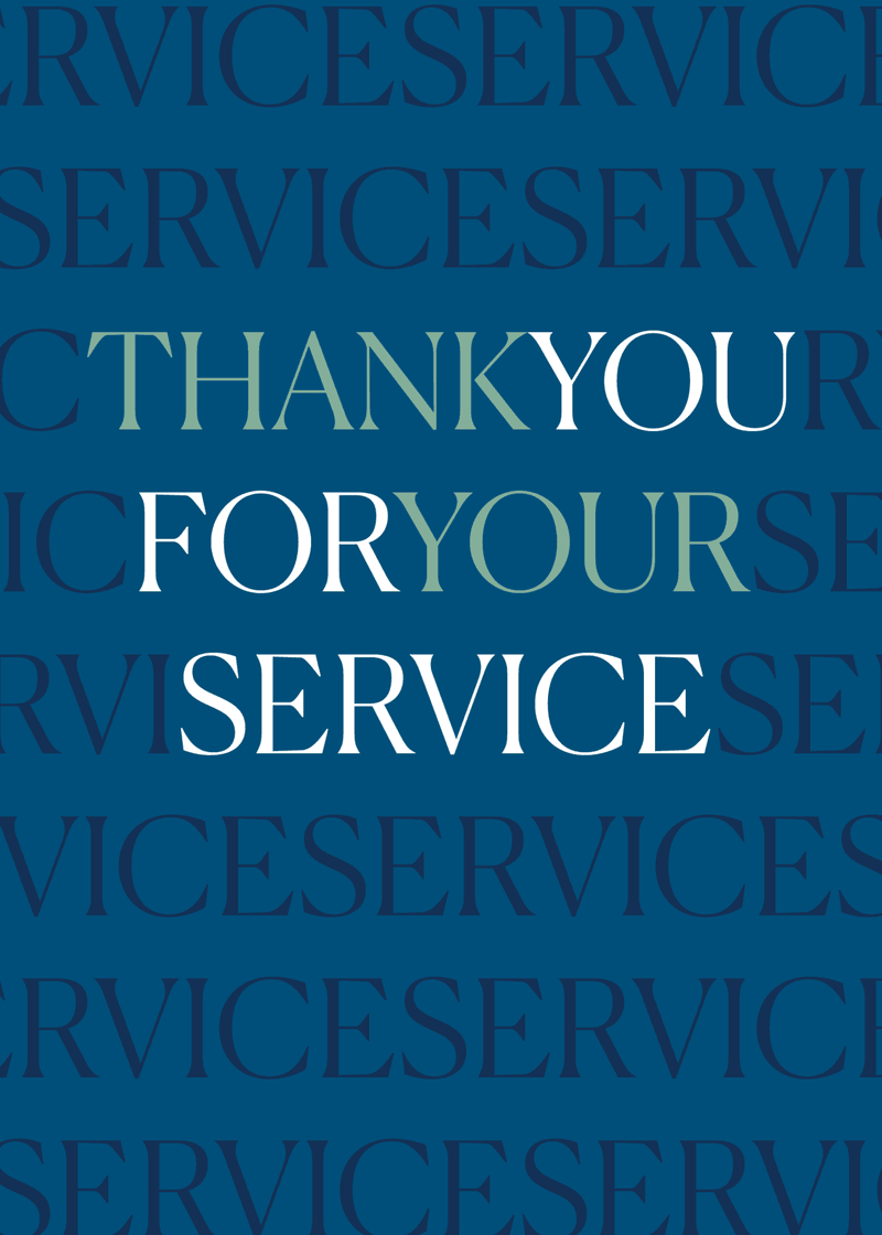 Thank You For Your Service Greeting Card